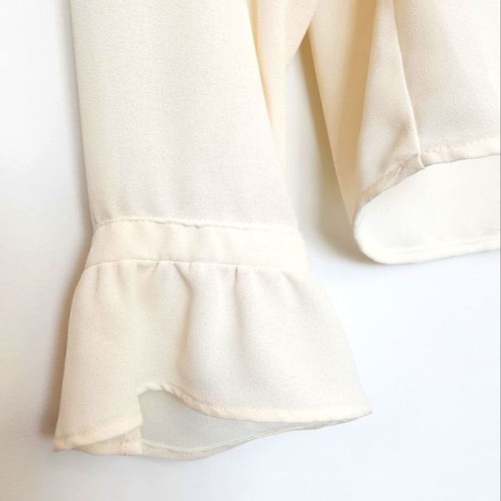 Zara Basic Collection Ivory Long-sleeve Ruffle Blouse - Picture 6 of 8
